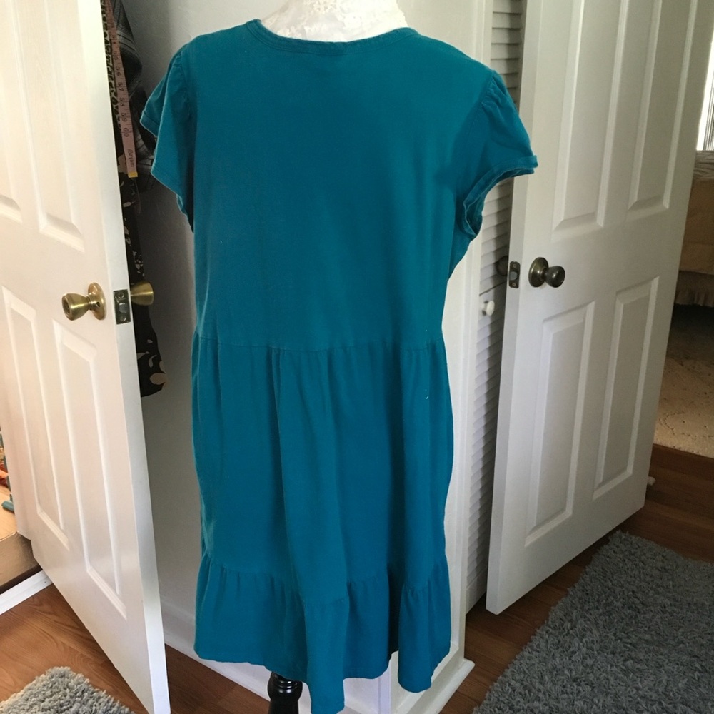 Time and Tru Teal Blue Tiered Cotton Dress XL 16-18 - Picture 3 of 7